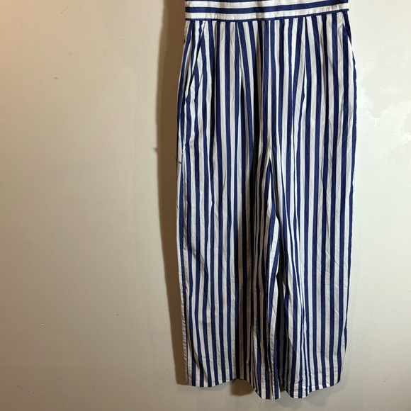 J CREW Sz 0 100% Cotton Wide Leg High Neck Bow Tieback Pockets Cropped Jumpsuit - Picture 6 of 14